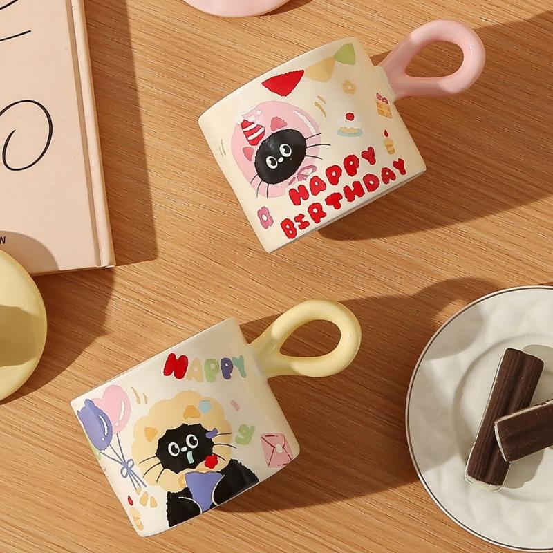 Cute Cartoon Cat Ceramic Mug, Couple Water Cup, High-value Gift Box, Souvenir, Birthday Gift, Breakfast Cups