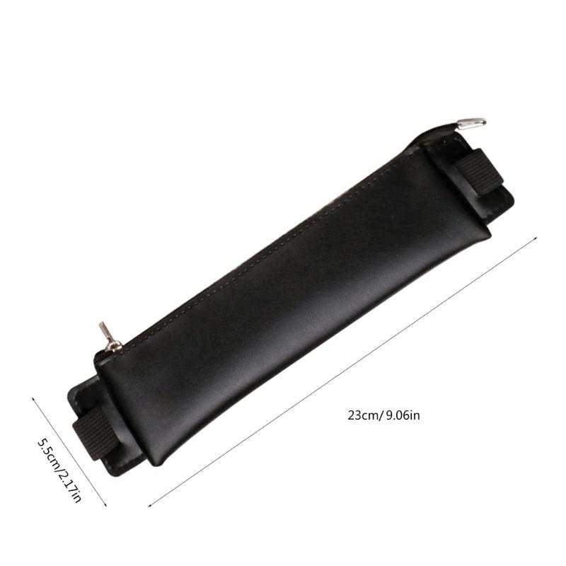 Pen Holder Leather Pen Sleeve Pouches with Adjustable Elastic Bands, Zippered Pen Holder for Notebook, Planner, Journal, F19E