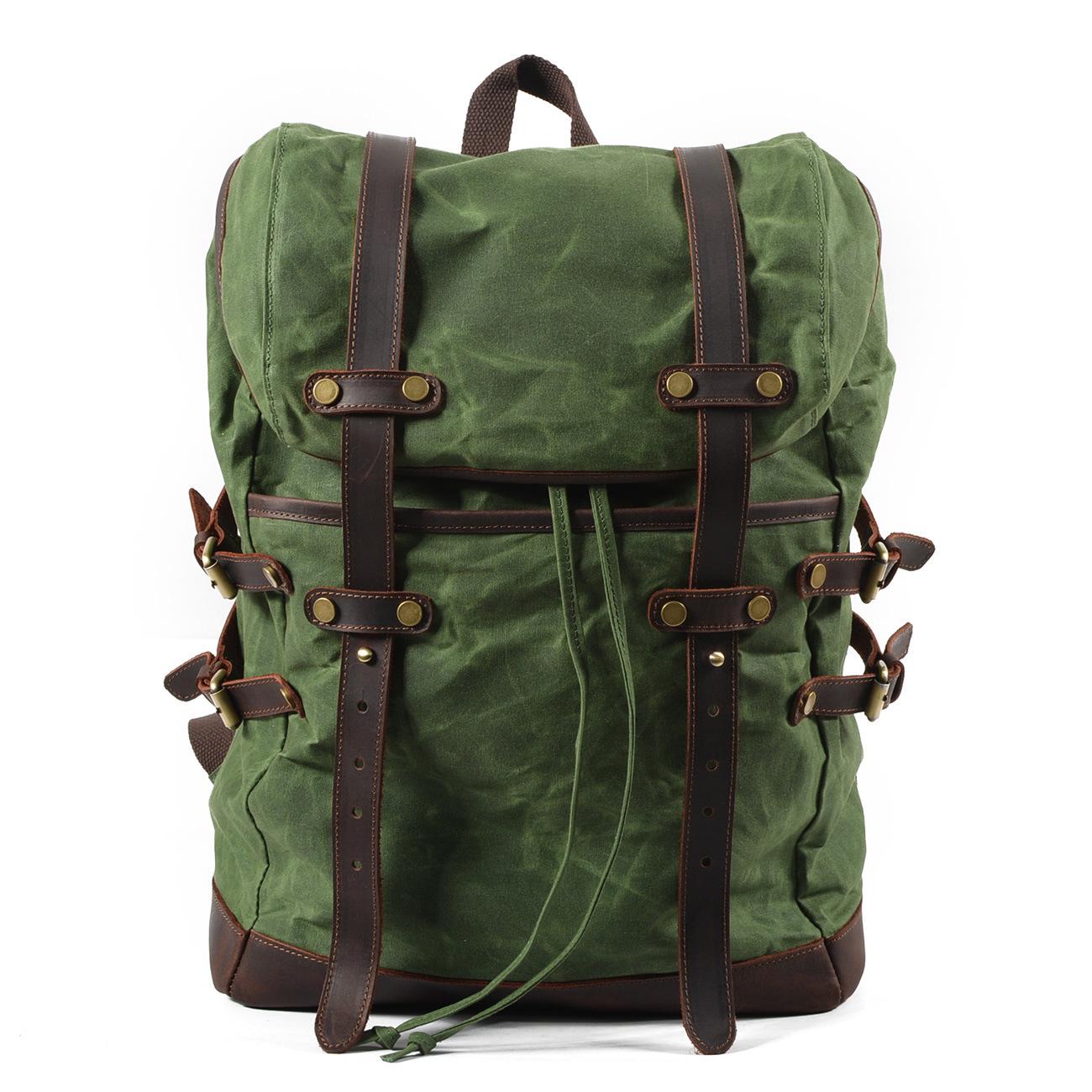 Korean-style Canvas Men s Bag, Casual Backpack, Men s Waterproof Outdoor Travel Bag, Student School Bag, Cross-border Supply 12 inches зелёный