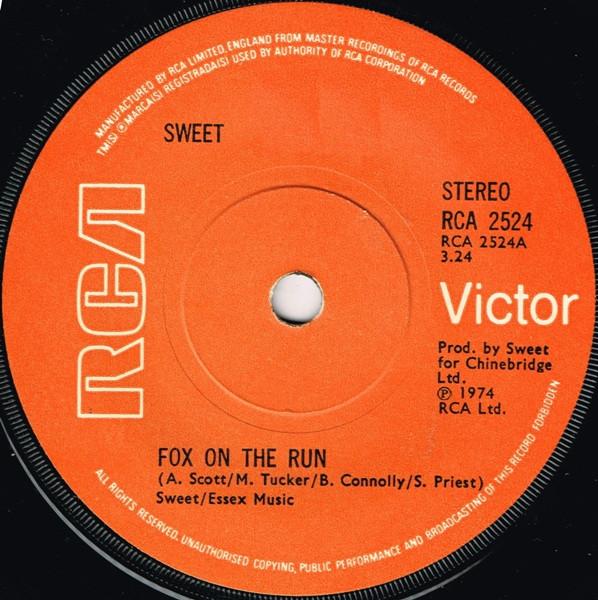 

7inch Record SWEET - Fox On The Run RCA2524 RCA Victor 1975 UK Rock Used