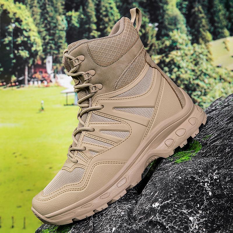Large size outdoor field training battlefield tactical shoes training mountaineering hiking combat boots khaki camouflage green black