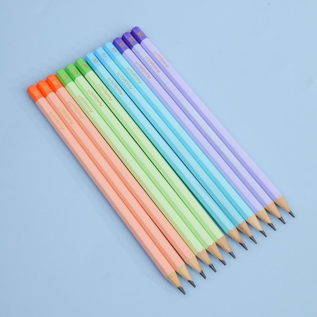 12-Piece Macaron Color 2B Pencil Set for Students & Office - Ideal for Writing & Drawing