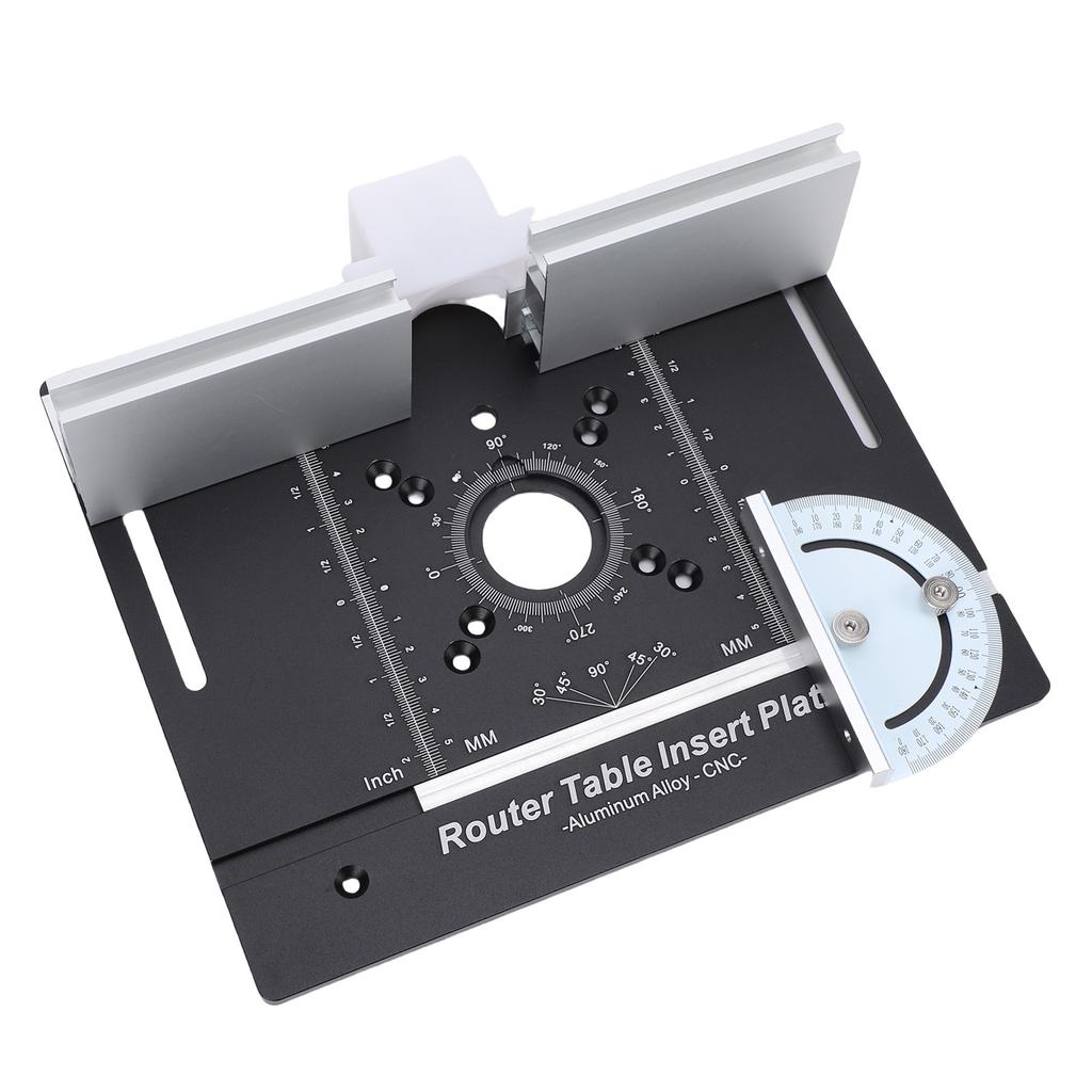 Router Table Insert Plate with Miter Guide Aluminum Alloy Woodworking Bench Flip Board for Slotting Trimming Black MM