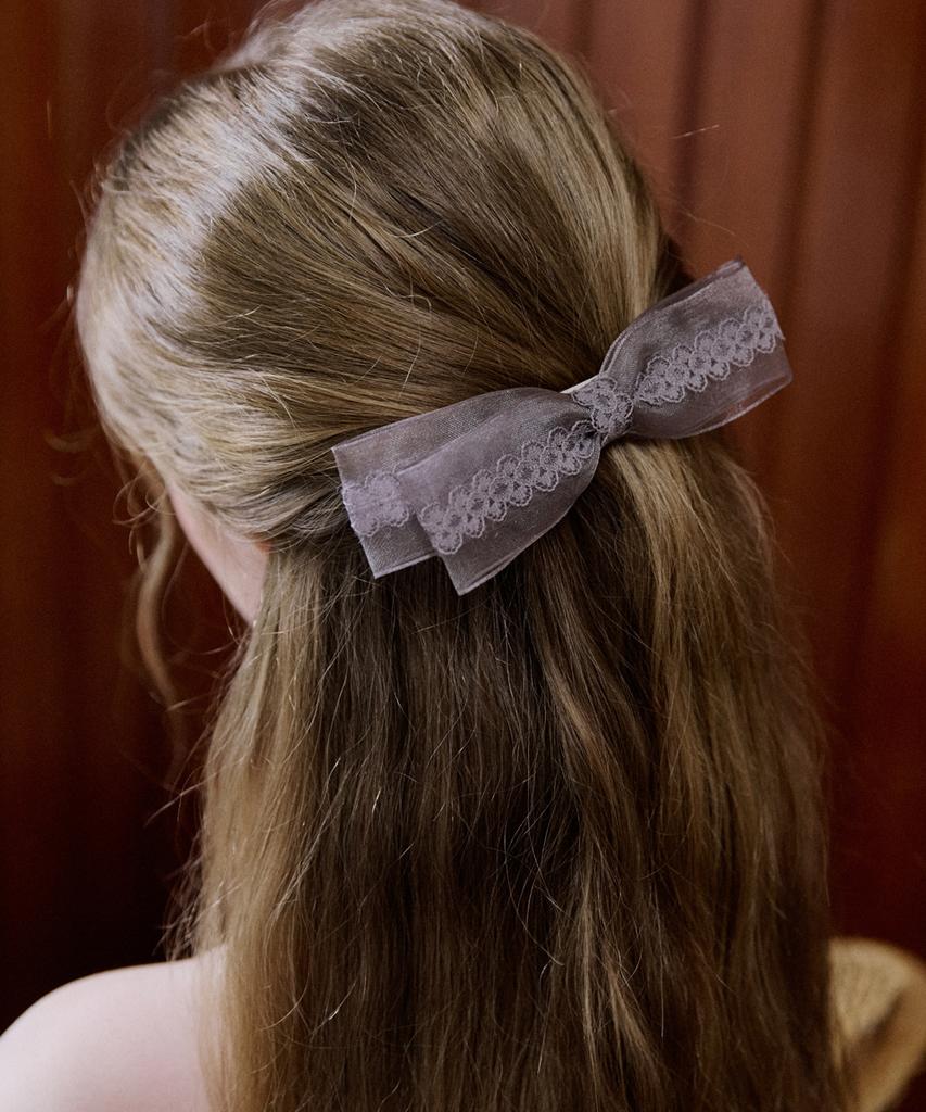 Merrymotive Ash Gray Double Ribbon Hairpin