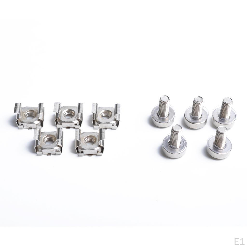 5 Pack Lot - M6X20 Rack Mount Cage Nuts & Screws with Washers Square Clips