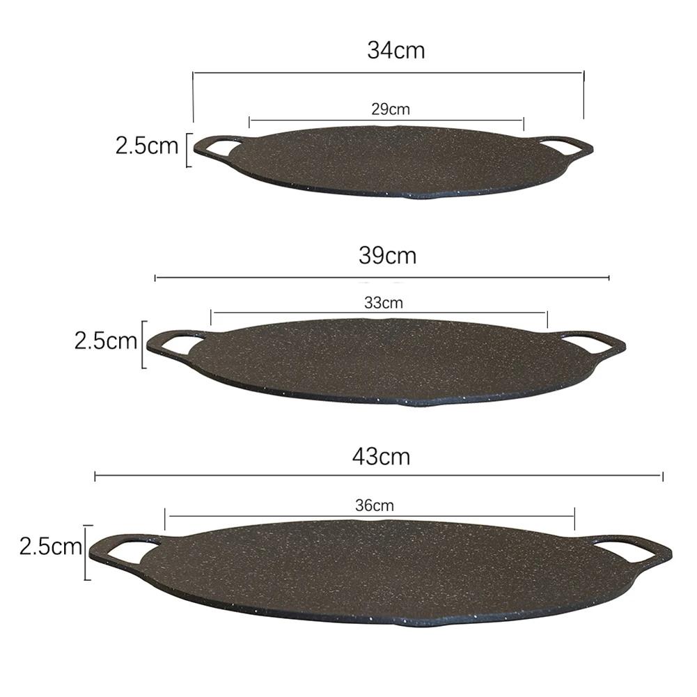 BBQ Grill Pan Non-stick Cooking Pans Multi-purpose Induction Cooker Round for Outdoor Camping Kitchen Bakeware Household Tools