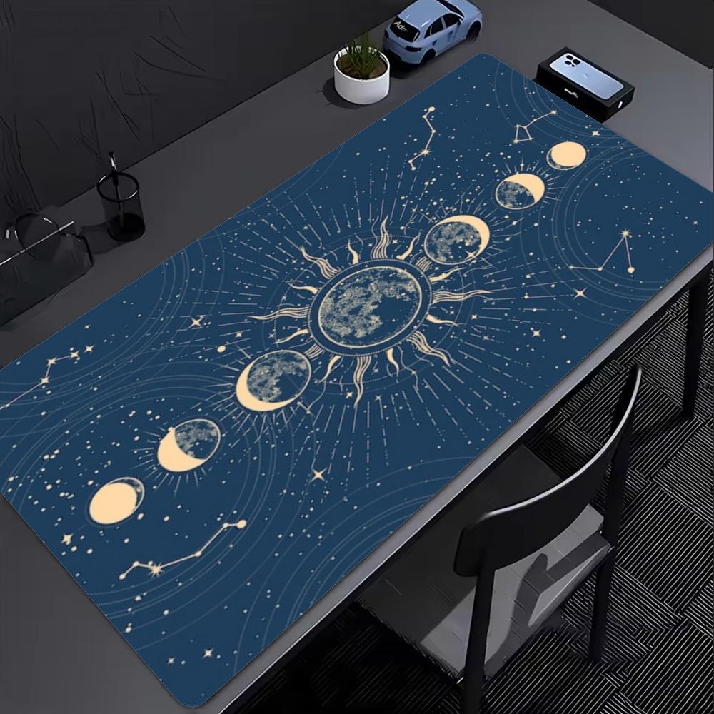 XXL Gaming Mouse Pad Zodiac Moon Phase Magic Circle Starry Deskmat Overlock Rubber Keyboard Mat PC Gamer Computer Accessories