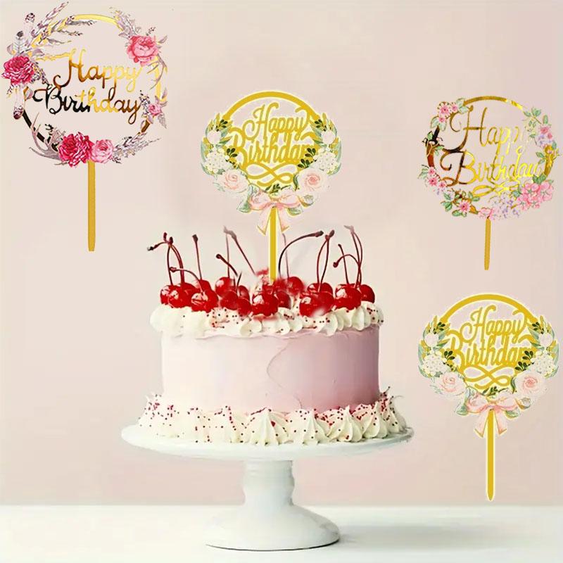 Golden Acrylic Birthday Cake Topper Plaque Elegant Decoration for Parties Anniversaries and Special Events