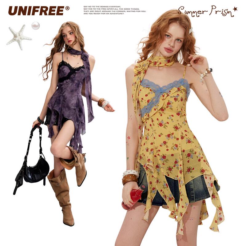 Retro Floral Lace-Trim Camisole with Scarf XXL