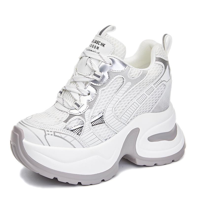 Women's 10cm Height-Enhancing Mesh Dad Shoes - Breathable, Thick-Soled, Casual Sneakers (A8910)