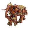 Mother and Baby Elephant Statue Resin Animal Sculpture for Family   Desk Decoration Imitation Wood Grain