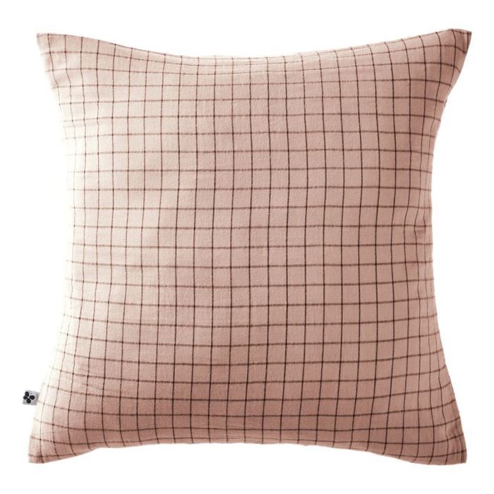 Taie d'oreiller Tissé-teint petits carreaux Déco "Gaïa Mix" 60 x 60 cm & 50 x 70 cm "Gaze de Coton" - Gaïa Mix Guimauve - 60 x 60 cm