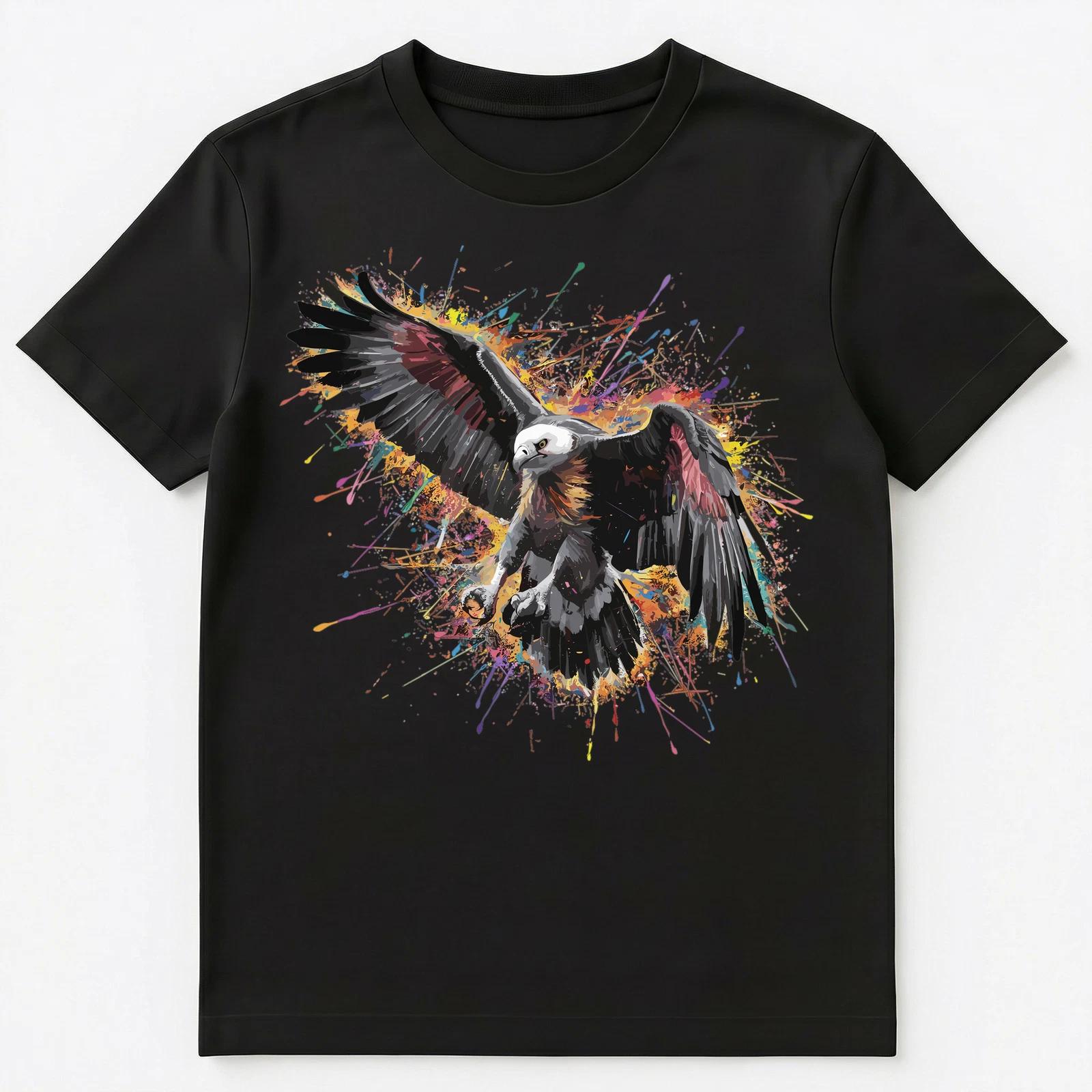 

Colorful Paint Splash Flying Condor Art Graphic Unisex T-Shirt 4XL