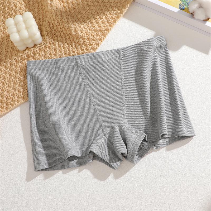 S-XXL Cotton Boyshorts Underwear for Women Stretchy Breathable Panties Sexy Striped Low Waist Shorts Ladies Solid Color Lingerie