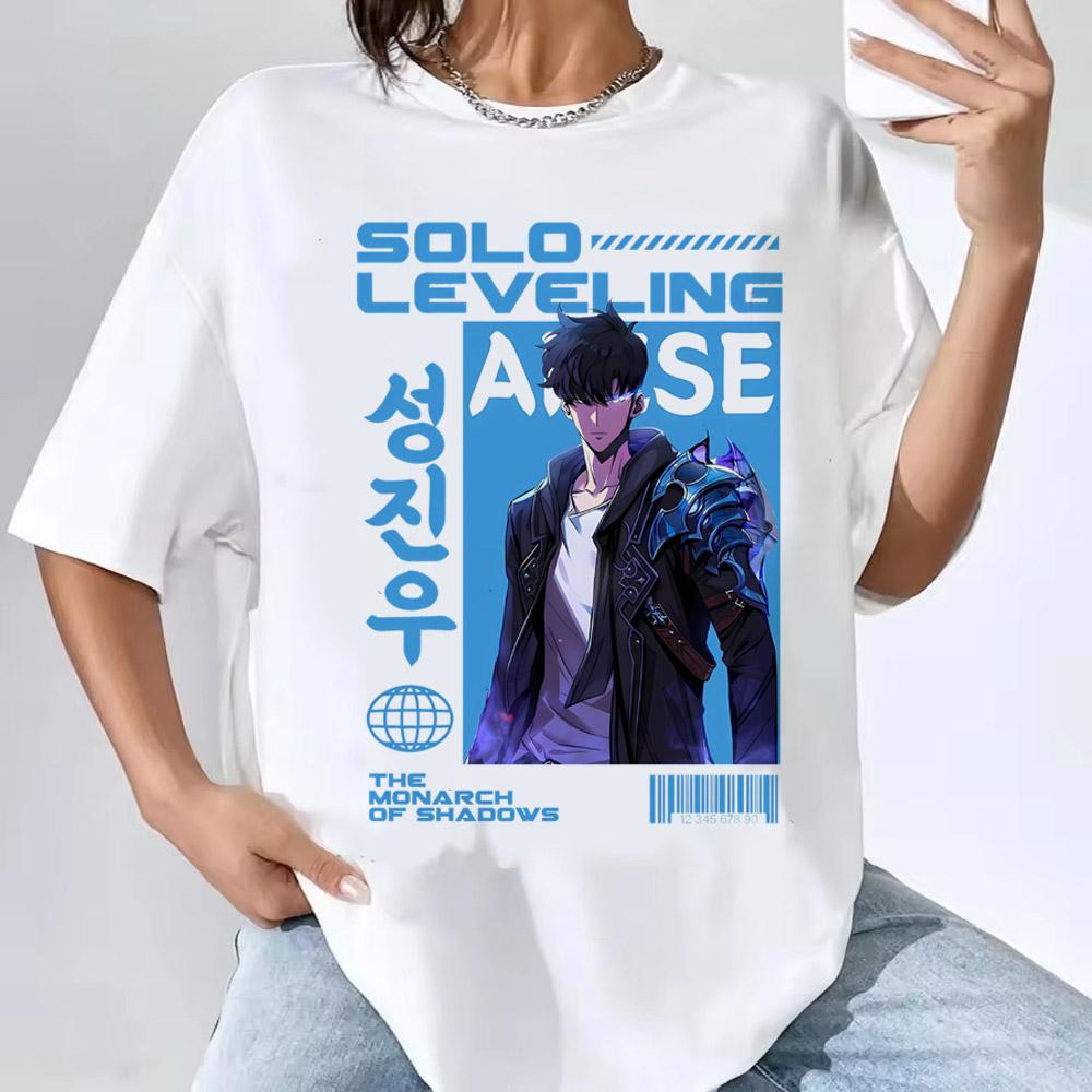 Solo Leveling T-Shirt Sung Jinwoo New Anime Manga Tshirt Men Women Clothing Short Sleeve Cartoon T Shirt