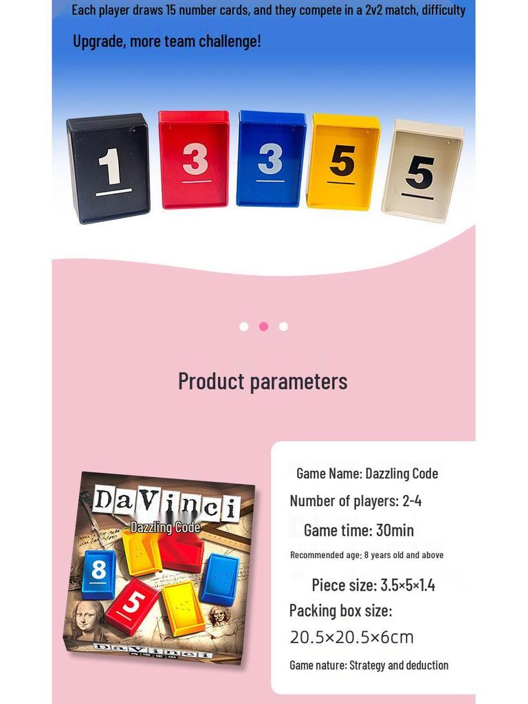 Da Vinci Code Puzzle-Spiel: Brettspiel für Kinder & Erwachsene, lockeres Spiel für 2-4 Spieler