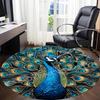 1 Stück Pfauenfeder Büro Runder Teppich, Unter Bürostühlen Schlafzimmer Wohnzimmer Heimdekoration, Raumdeko