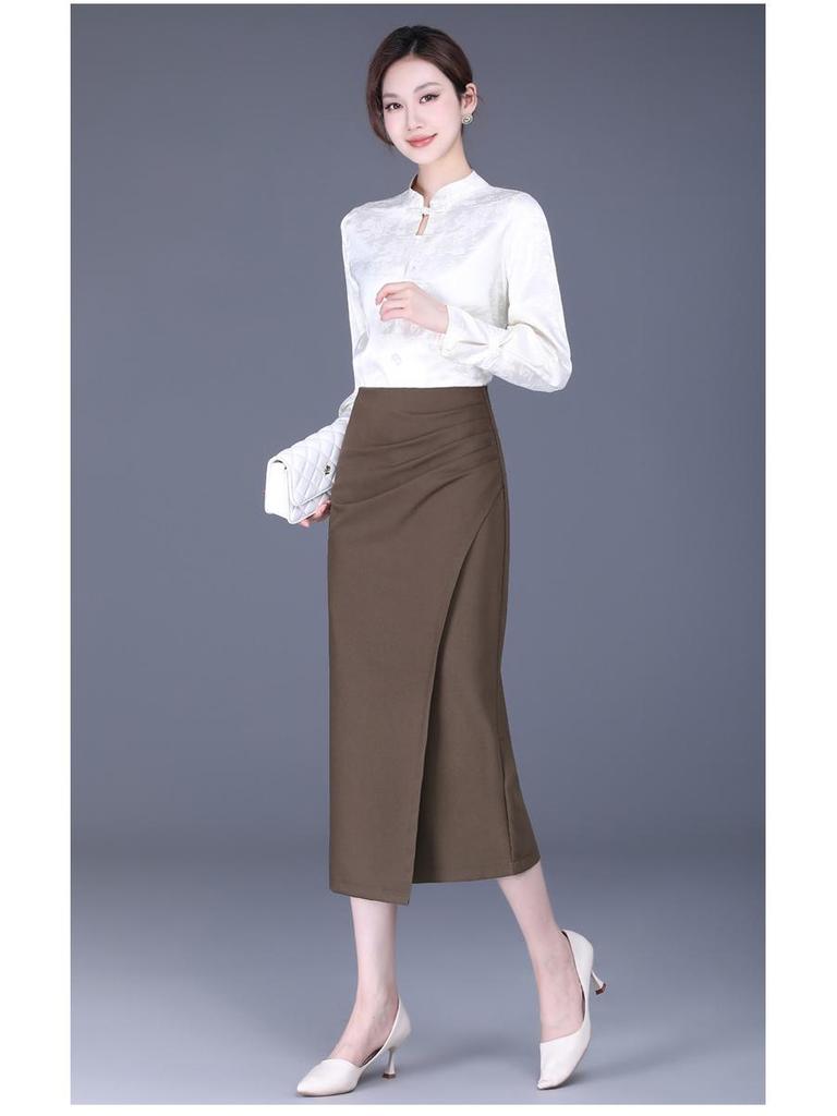 Women's Irregular Slit Pencil Skirt for Spring & Autumn – New Style Professional Straight Skirt