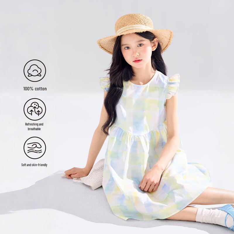 Girls Cotton Flutter Sleeve Princess Dress 130