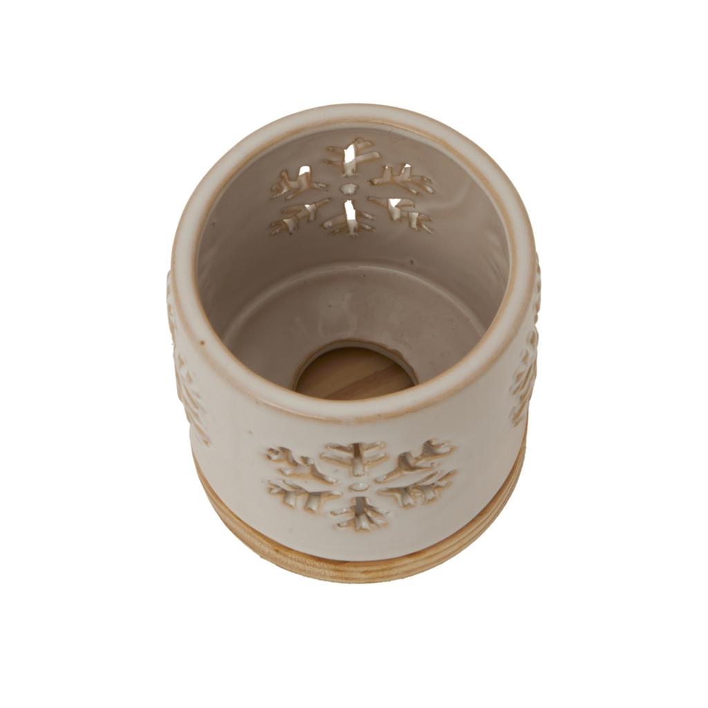 Hill Interiors Ceramic Snowflake Christmas Candle Holder