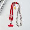 Two-In-One Multi-Functional Mobile Phone Lanyard With A Long Slanting Rope And Rotating Heart-Shaped Flower Pendant Phone Charm