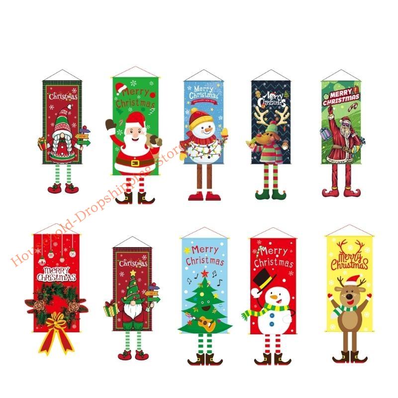 85AD Tecido de Fundo com Estampa de Desenho Animado de Natal Pôster para Pendurar Decoração Criativa para Festa em Casa