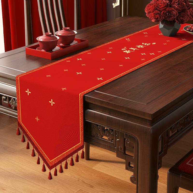Tv Cabinet, Tablecloth, Fu Character, Side Cabinet, Cover Cloth, Red Festive Tablecloth, Dining Table, Coffee Table, Long Table Flag