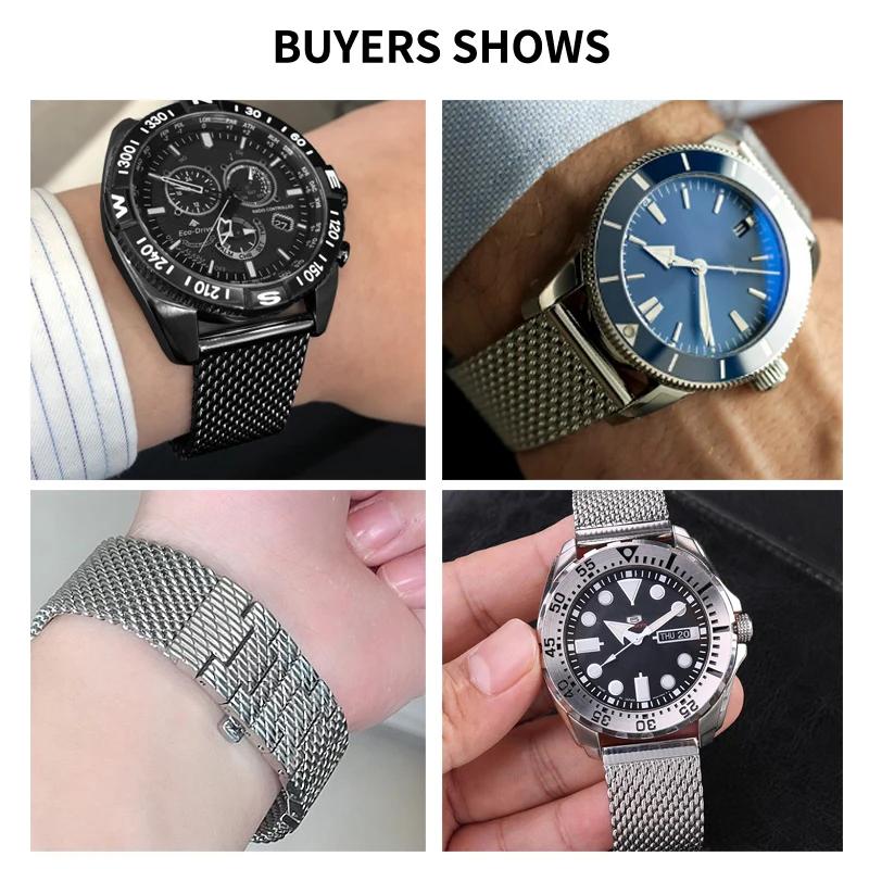 High Quality Steel Mesh Belt Watch Strap for Citizen Eco-Drive Air Eagle Jy8078 Second Generation Blue Angel 22mm Watchband