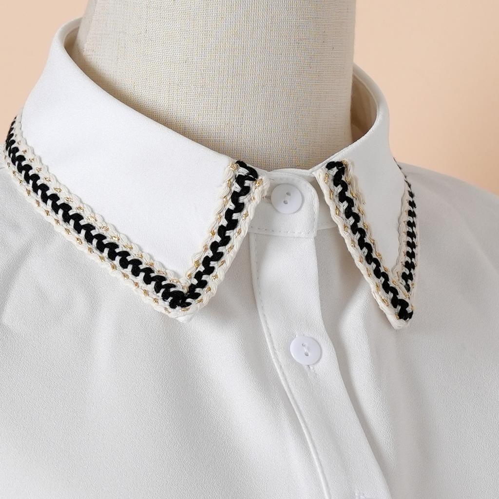 1 Piece Of Women'S Fake Collar, A Stylish And Versatile Decorative Collar, Featuring A Retro Round Neck Design, A White Fake Shi