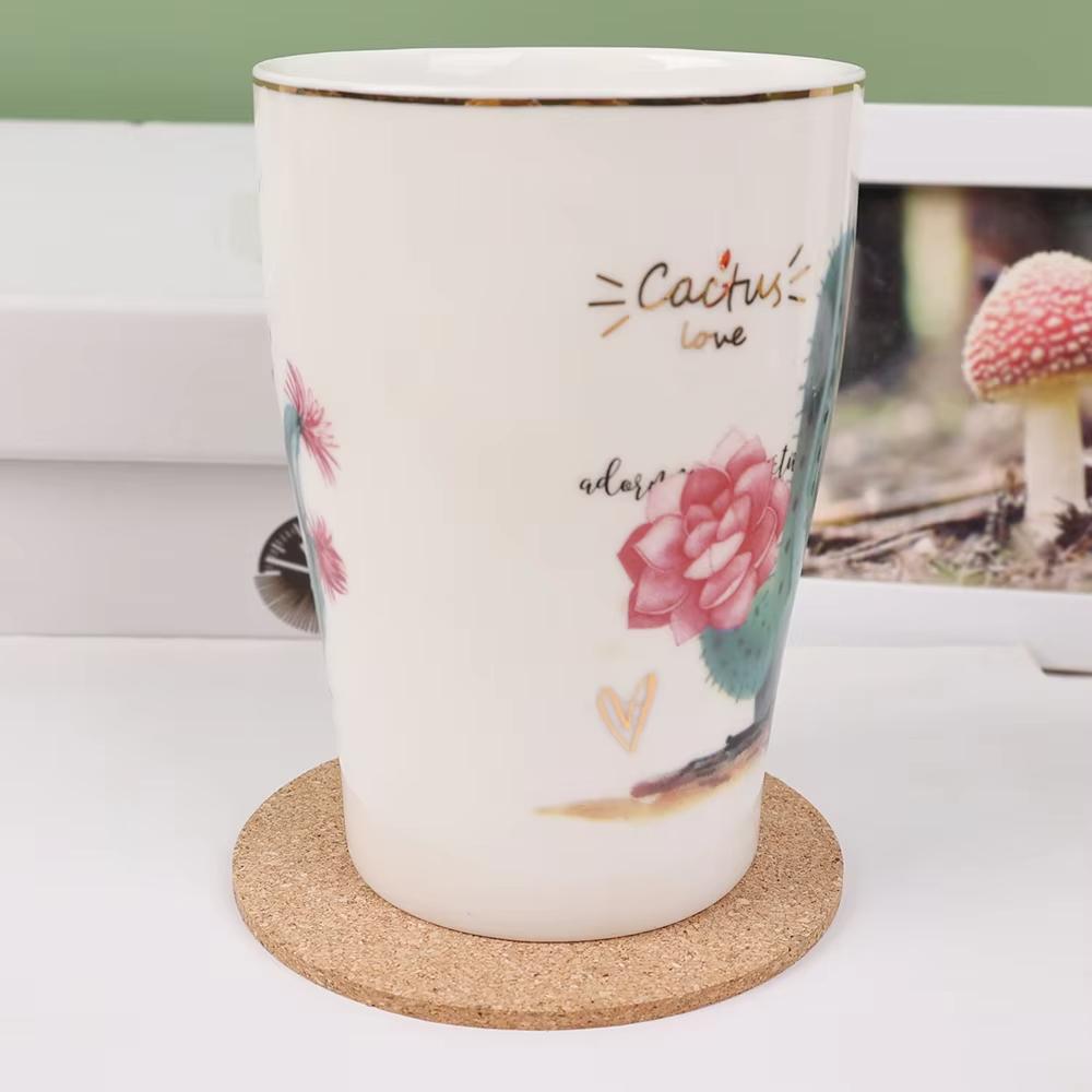 Cup Mat Natural Round Wooden Pad Durable Non-Slip Cork Coaster Tea Coffee Mug Drinks Holder for Table Decor DIY Tableware
