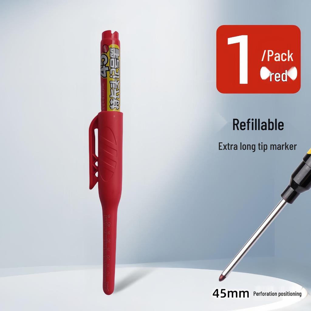 45mm Refillable Long-Nozzle Deep-Hole Marker Pen, Oil-Based & Waterproof for Construction