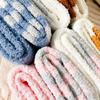 Cat Paw Striped Cute Socks Coral Fleece Winter Women Socks Thick Thermal Floor Sleeping Socks Candy Color Velvet Sock Warm