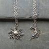 New Silver Color Sun And Moon Necklaces Chain Pair Of Celestial Best Friends Gift For Friend Long Necklaces Pendants Men Women