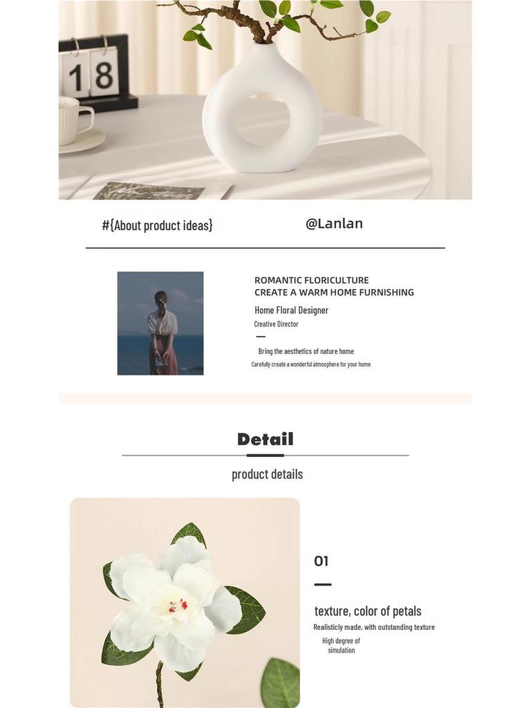 Minimalist Zen Azalea Arrangement: High-End Artificial Potted Plant for Living Room Decor