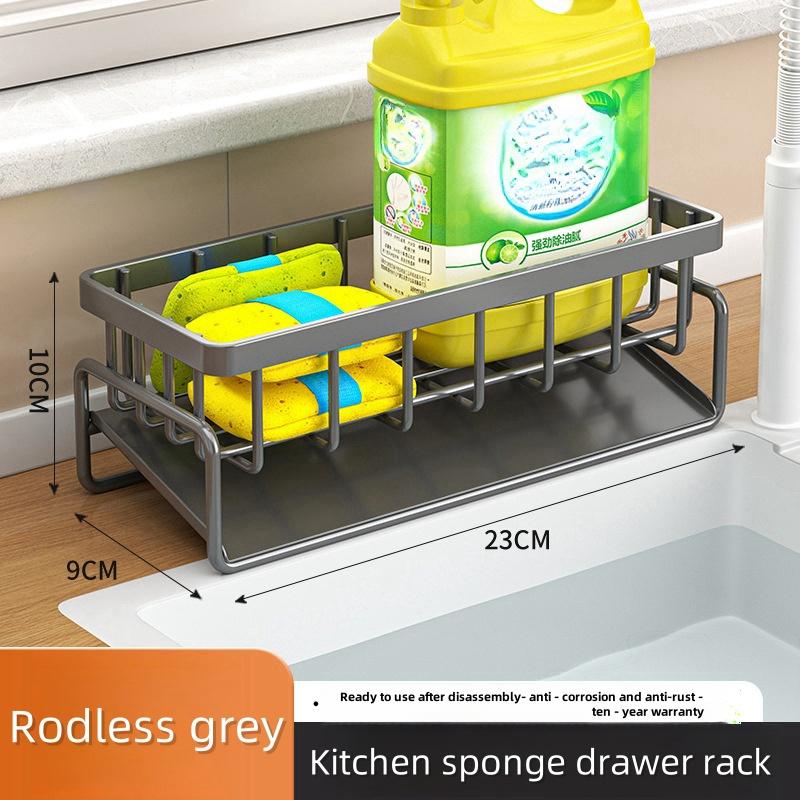 Kitchen Sink Drain Rack Organizer Sponge Storage Faucet Holder Soap Drainer Towel Rack Stainless Steel Self-draining Sink Shelf