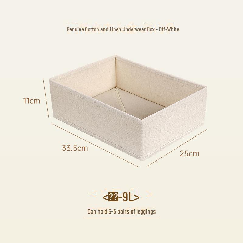 Tianshan Cotton & Linen Washable Storage Box for Bras, Underwear, Panties, and Socks