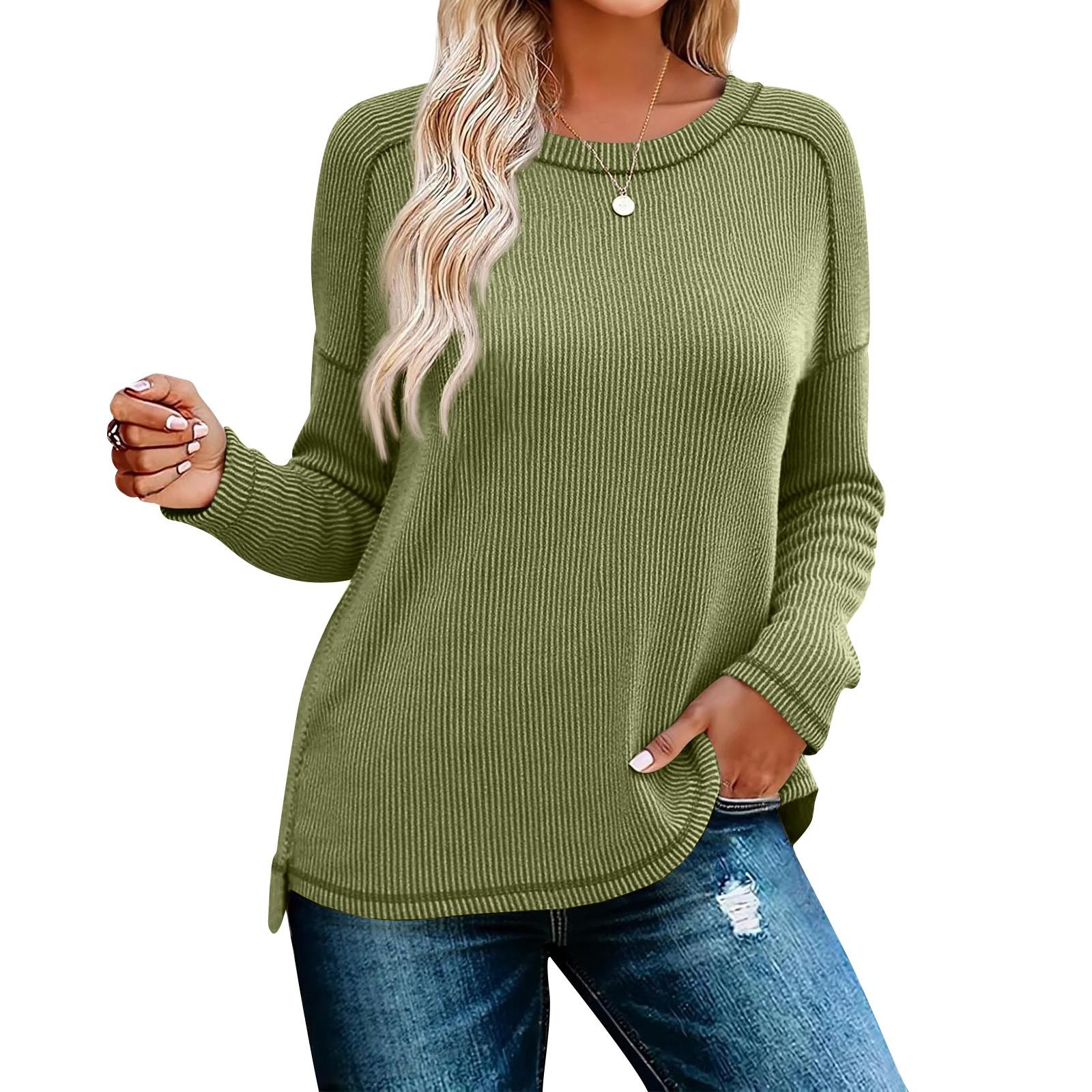

Women s T Shirt Tee Long Sleeve Daily Weekend Fashion Basic Regular Top L армія зелений колір