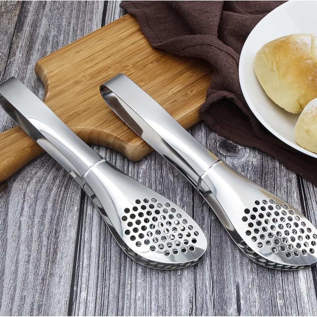 2pcs Stainless Steel Kitchen Tong BBQ Clip With Long Handle For Frying Cooking Toasting Grilling Buffet Pastry Cooking Supplies Grilling Utensils