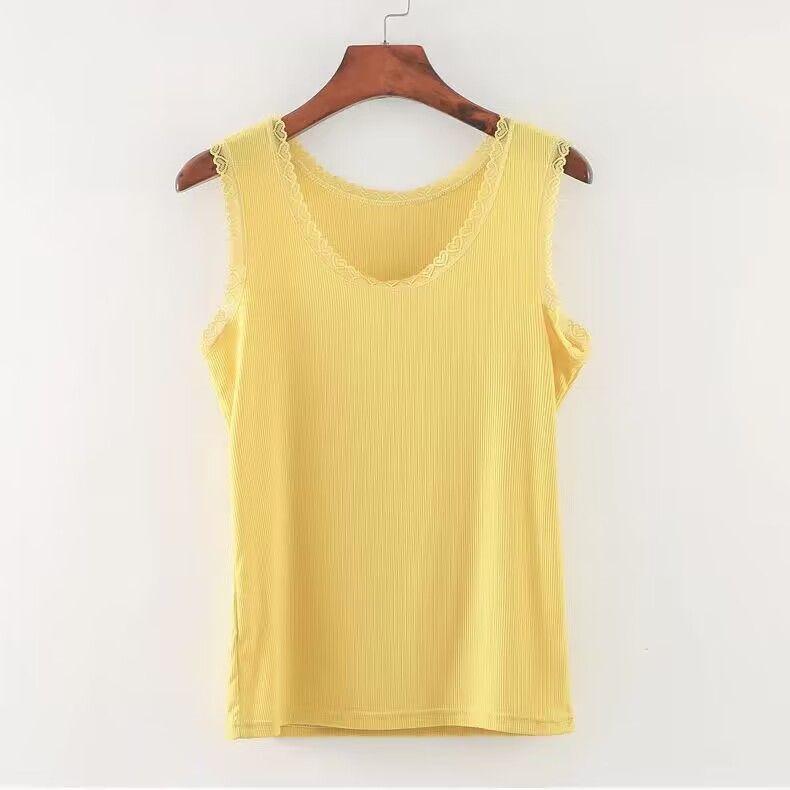 Modal Summer Thin Ribbed Camisole Vest with Women's Lace Floral Power Slim Fit for Outerwear and Innerwear, As Well As A Base Vest