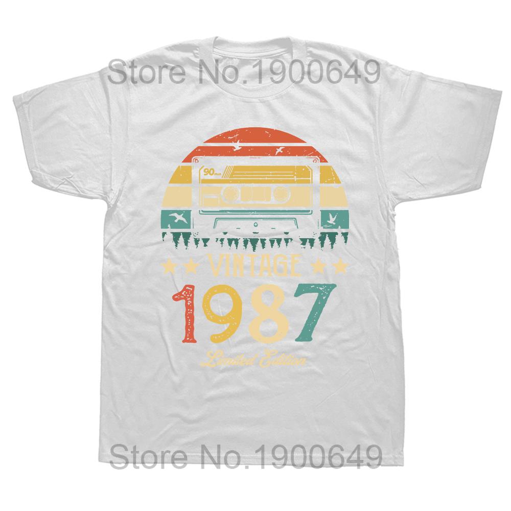 Funny Vintage 1987 Music Cassette 37th Birthday Gifts 37 Years Old Tee Tops Round Neck ShortSleeve Fashion Tshirt Basic Tshirt