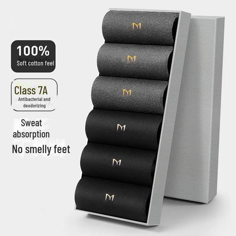 Men's Summer Antibacterial Cotton Socks - 7A Grade, Breathable, Sweat-Absorbent, Deodorizing, Versatile and Trendy.