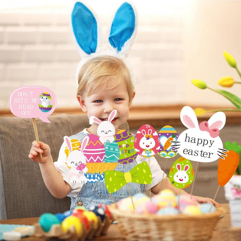 Easter Photo Booth Props 28PCS Egg Bunny Selfie Photobooth Props Party Favors Supplies For Kids And Adults Easter Decorations