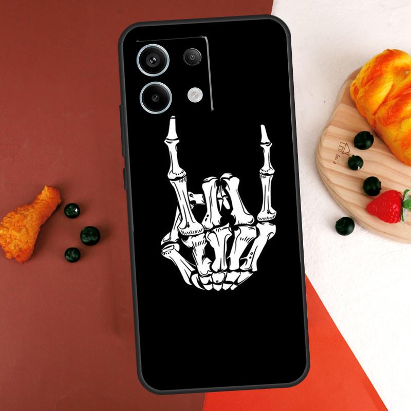 Rock Roll Skull Case For Xiaomi Redmi Note 14 13 Pro 9 10 11 12 Pro 10S 11S 12S Redmi 13C 10C 12C 14C Coque