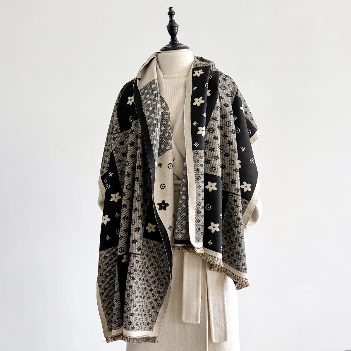 

Elegance Houndstooth Print Scarf Soft Warm Fringe Pashmina Jacquard Shawl Autumn And Winter Coldproof Windproof Blanket