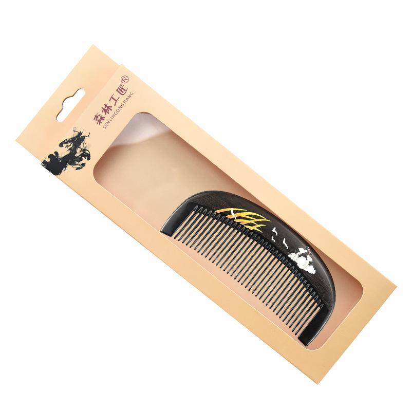 Boxwood Chen Guibao Buffalo Horn Comb: Painted Lacquer Art with Wooden Handle and Gift Engraving