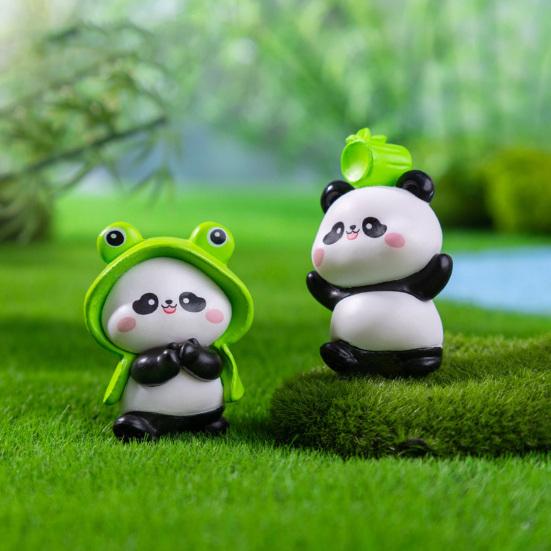 6 ks Mini Panda Figurky Ozdoby Panda na Palubní Desku Auta Miniaturní Zvířecí Ozdoby pro DIY Řemesla Mikro-Krajiny Pohádková Zahrada