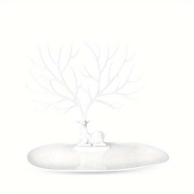 

1шт пластиковая стойка для хранения ювелирных изделий, дизайн дерева в виде рогов оленя для ожерелий, сережек, органайзер для домашнего хранения в спальню белый