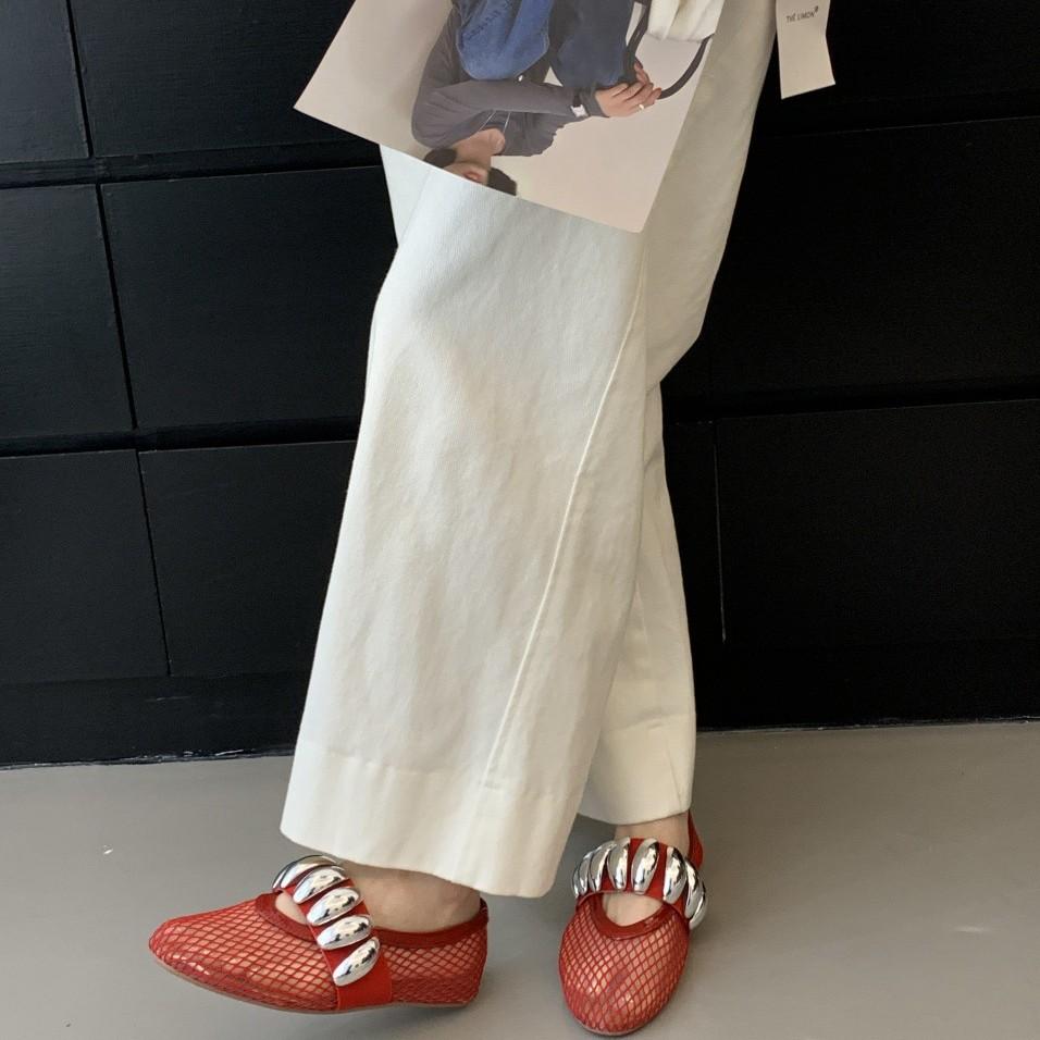 Design Sense Niche Mesh Flat Mary Jane Single Shoes Women's Shoes Ballet Shoes Summer New Roman Shoes French Sandals