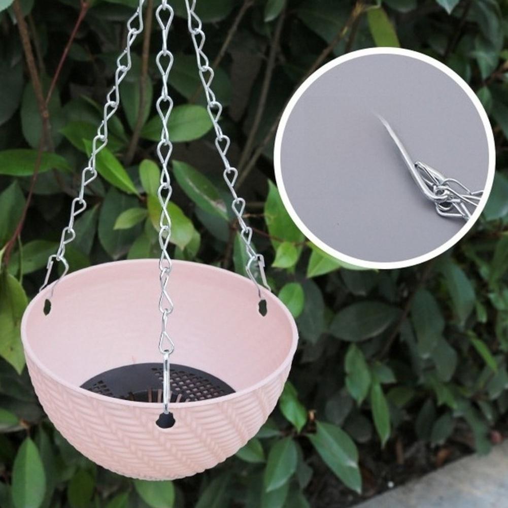Plastic Hanging Basket with Drainage Holes and Rustproof Triple Chain for Indoor Outdoor Plants White Blue Pink Green Purple