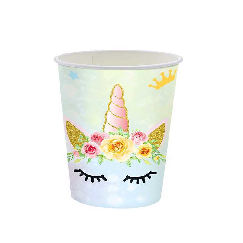 Colorful Unicorn-themed Disposable Tableware Set for Children's Birthday Party Scene Decoration Supplies